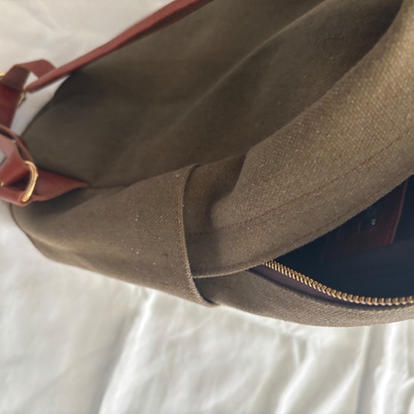 Khaki Heavy Canvas and Leather Backpack - Picture 5 of 9